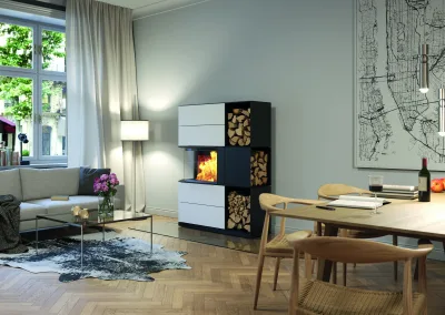 Hase Kaminofen Padua 160 Kreide Linien