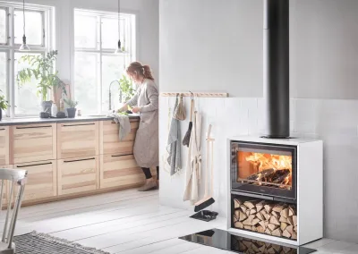 contura 310g weiss Kaminofen mit Holz Aufbewahrung