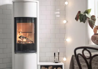 contura 690g Kaminofen style weiss mit Holz Aufbewahrung